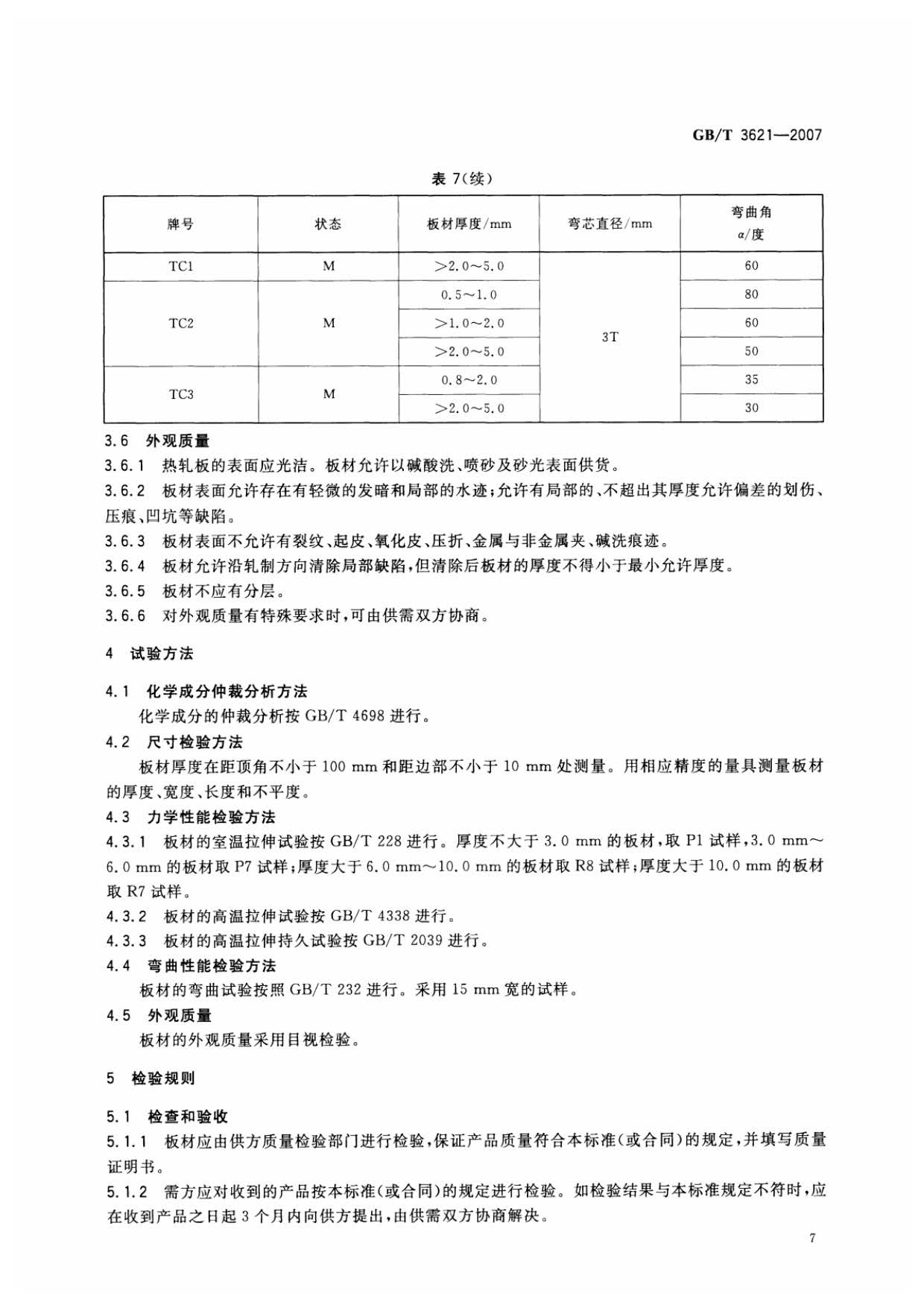 鈦及鈦合金板材國家標準 GB/T 3621—2007